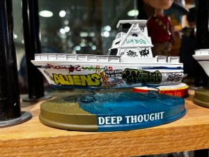 Deep Thought, a boat that was moored in the sand off of McKinley Beach in Milwaukee last year, is a bobblehead.